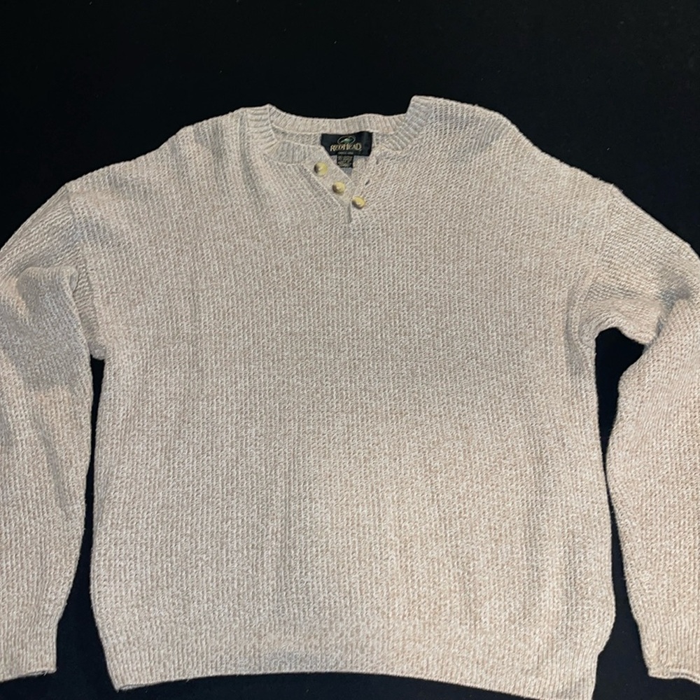 Redhead oatmeal color 3 button sweater